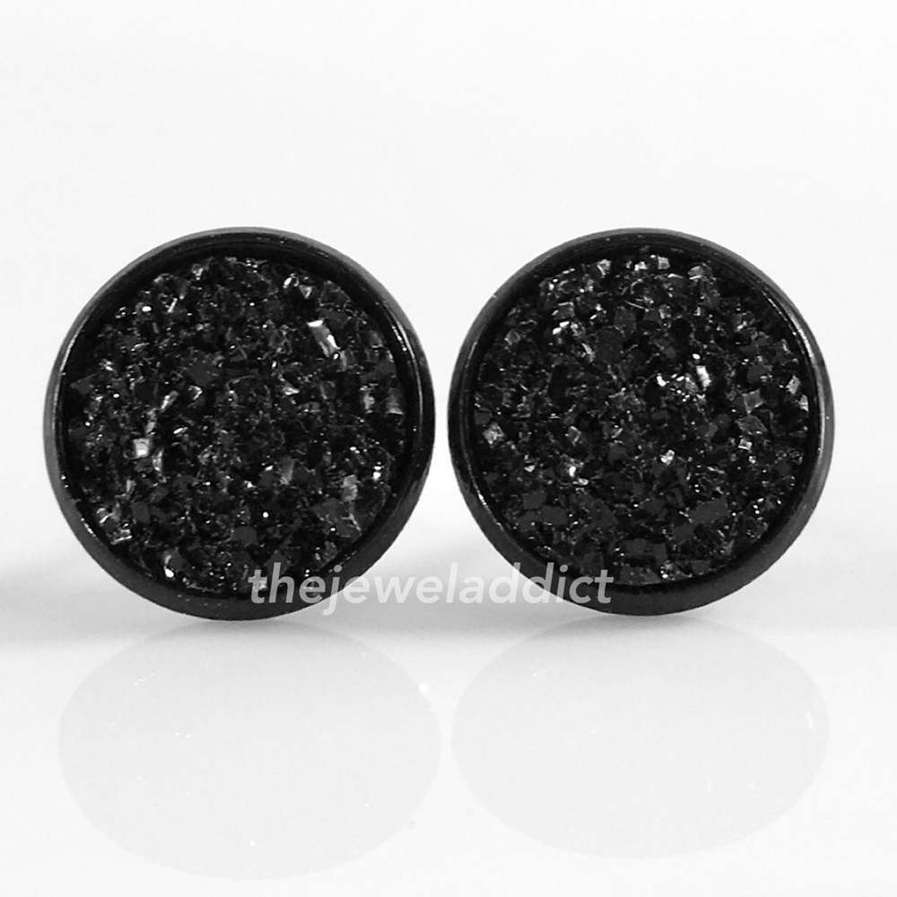 3 for 15🎀flat rocky black faux druzy black studs